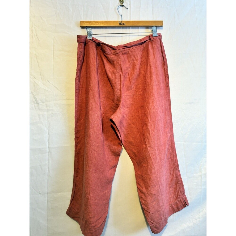 Linden Hill Women’s 100% Linen Wide Leg Pants Size 18 Red Drawstring - Picture 4 of 11